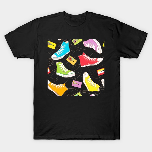 Colorful Retro Shoes T-Shirt by edwardecho